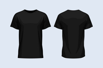 Man round neck front and back black t-shirt