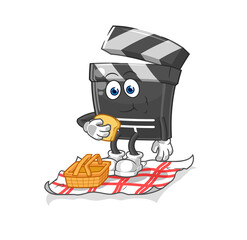 clapboard on a picnic cartoon. cartoon mascot vector