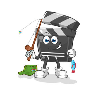 clapboard fisherman illustration. character vector