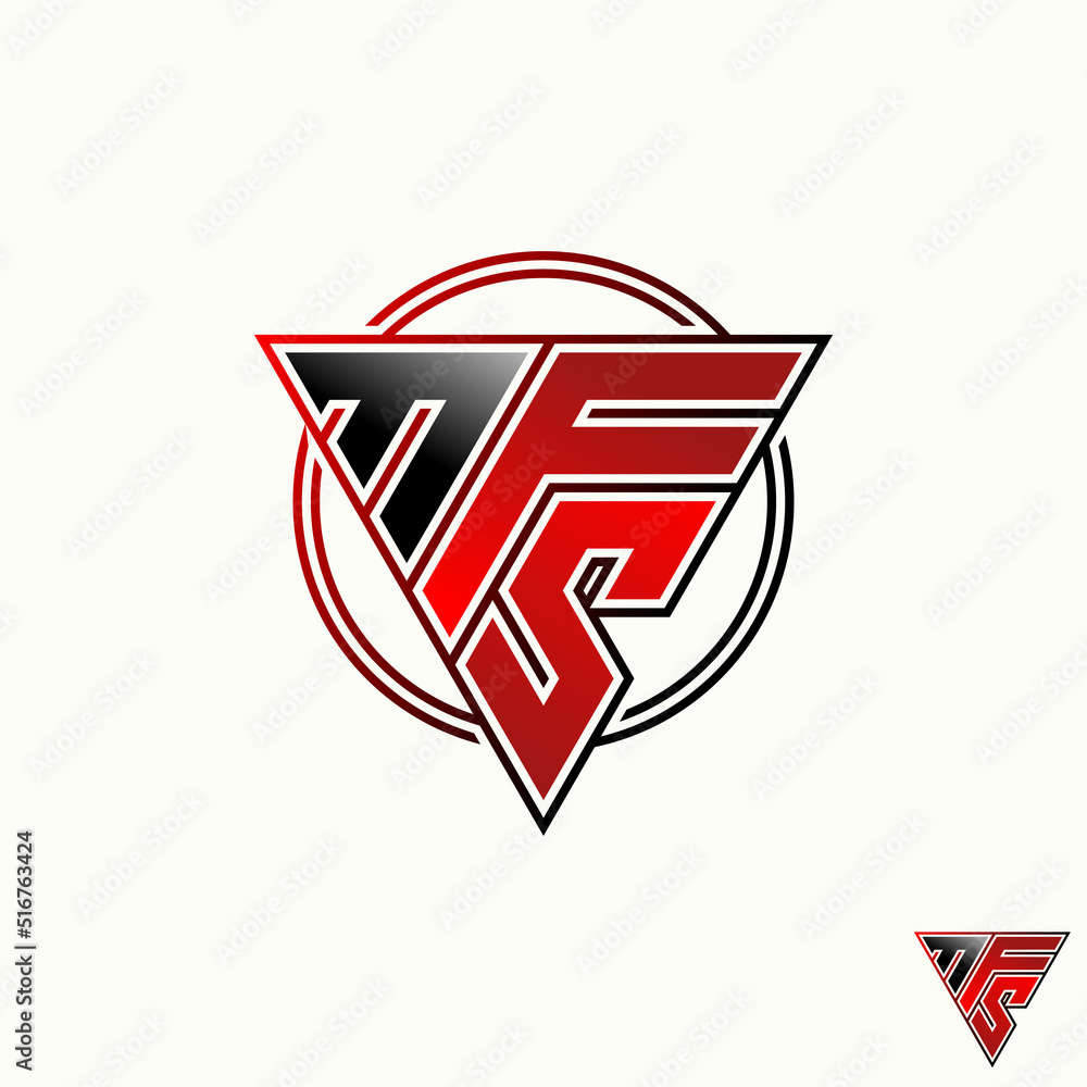 Poster Simple and unique emblem with letter or word MFS font inside triangle image graphic icon logo design abstract concept vector stock. Can be used as symbol related to sport or monogram