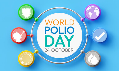 World Polio day is observed every year on October 24, poliomyelitis is a disabling and life-threatening disease caused by the poliovirus. 3D Rendering