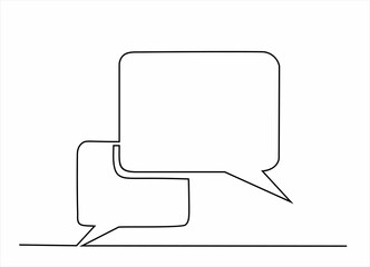 Fototapeta premium Continuous line drawing of rectangular speech bubble, Black and white vector minimalistic linear illustration made of one line