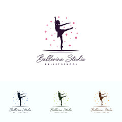 Ballerina in the stars logo design template