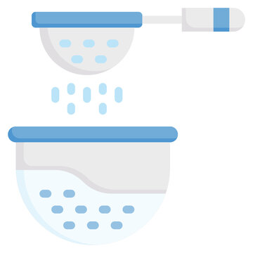 blue sieves sifting white powder clip art preview