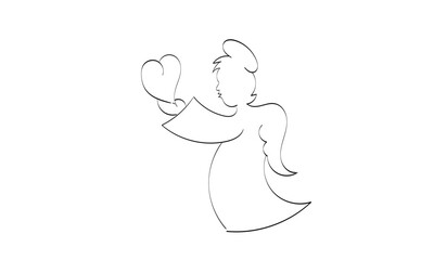 Christian Art. Angel Design for Baptism invitation or use as card, flyer, Poster or T Shirt