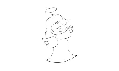 Christian Art. Angel Design for Baptism invitation or use as card, flyer, Poster or T Shirt