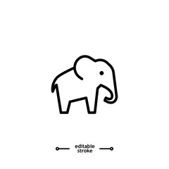elephant wild animal icon vector, sign, symbol, logo, illustration, editable stroke, flat design style isolated on white linear