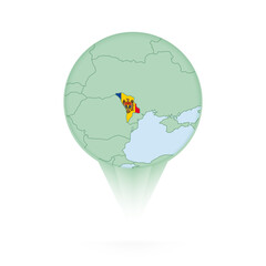 Moldova map, stylish location icon with Moldova map and flag.