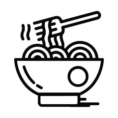 Bowl, chopstick, noodles icon