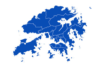 Hong Kong Map blue Color on White Backgound