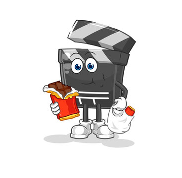recommend clip art: clapboard eat chocolate mascot. cartoon vector