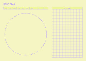 Note, scheduler, diary, calendar planner document template illustration. Daily schedule form.