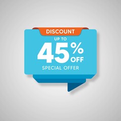 Discount up to 45% special offer banner template, Special offer discount template design.