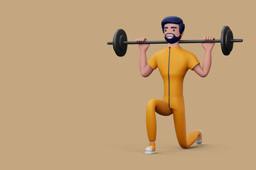 Happy fitness man, Exercise or fitness for good health, 3d rendering