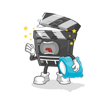 clapboard yawn character. cartoon mascot vector