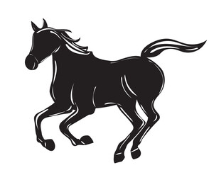 running horse black silhouette isolated