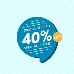 Discount up to 40% special offer banner template, Special offer discount template design.