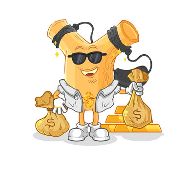 recommend clip art: slingshot rich character. cartoon mascot vector