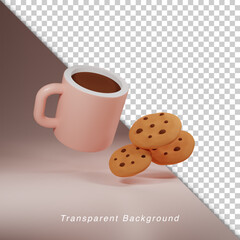 3D Illustration cookies and hot chocolate
