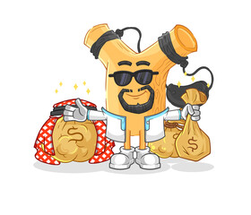 slingshot rich arabian mascot. cartoon vector