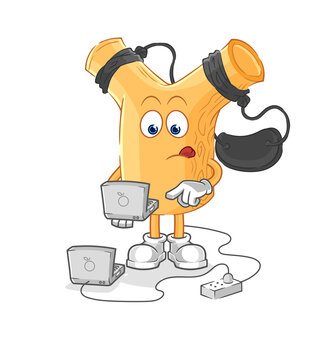 recommend clip art: slingshot with laptop mascot. cartoon vector