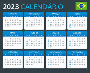 2023 Calendar - vector template graphic illustration - Brazilian version