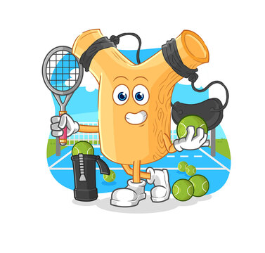 recommend clip art: slingshot plays tennis illustration. character vector