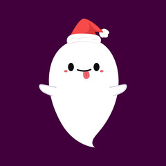 Happy halloween party greeting card with cute ghost. Holidays cartoon character. Cute spooky ghosts.