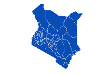 Kenya Map blue Color on White Backgound