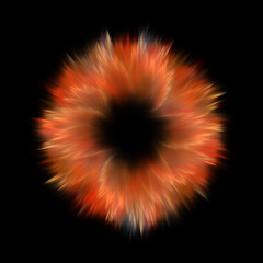 Red orange smoke dust powder circle explosion background. Use photoshop layer mode lighten, screen, linear dodge (add) to remove the background