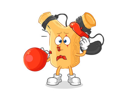 recommend clip art: slingshot pantomime blowing balloon. cartoon mascot vector