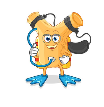 recommend clip art: slingshot diver cartoon. cartoon mascot vector