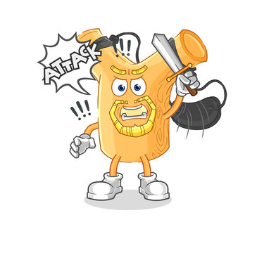 recommend clip art: slingshot knights attack with sword. cartoon mascot vector