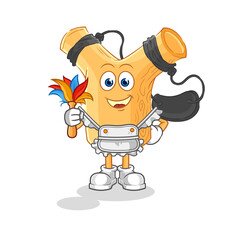 Obraz premium slingshot maid mascot. cartoon vector