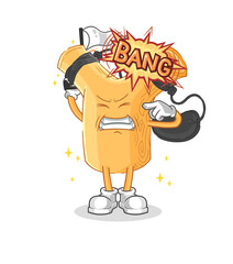 slingshot warning shot mascot. cartoon vector