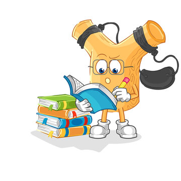 recommend clip art: slingshot studying mascot. cartoon vector