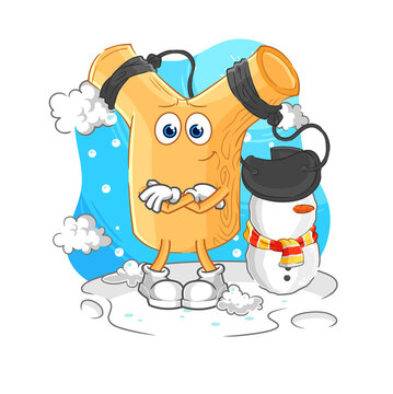 recommend clip art: slingshot in cold winter character. cartoon mascot vector