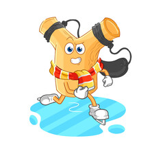 slingshot ice skiing cartoon. character mascot vector