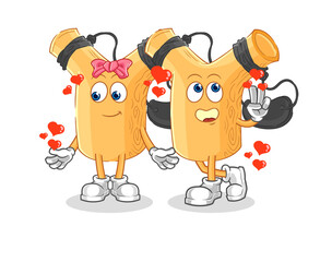 slingshot dating cartoon. character mascot vector