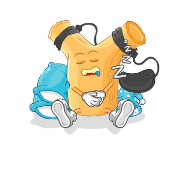 recommend clip art: slingshot sleeping character. cartoon mascot vector