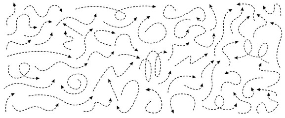 Hand drawn arrows set. Sketch curved. Doodle arrows