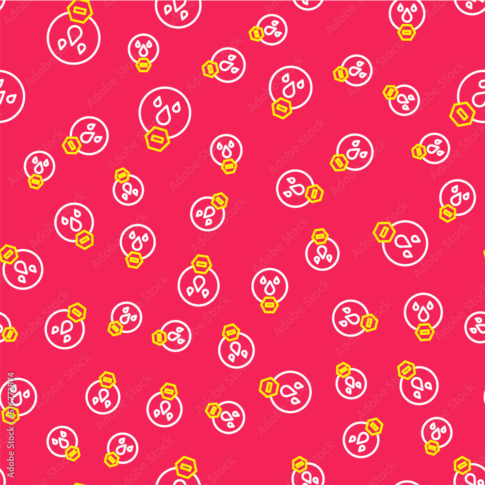 Poster line water drop forbidden icon isolated seamless pattern on red background. no water sign. vector