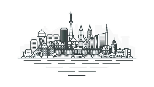Mykolaiv city, Ukraine architecture line skyline illustration. Linear vector Nikolaev cityscape with famous landmarks, city sights, design icons. Landscape with editable strokes.