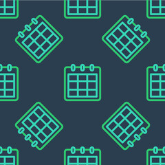 Line Calendar icon isolated seamless pattern on blue background. Event reminder symbol. Vector