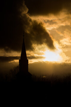 church in sunset