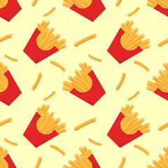 French Fries Pattern Background. Seamless. Vector Illustration