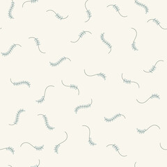 Floral pattern for bed linen textile. Unique seamless ornament of leaf. Mix plant, doodle on retro style light background. Simple art design pattern for textile, fabric and print. Vector