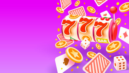Casino slots winner, fortune of luck, 777 win banner. Vector