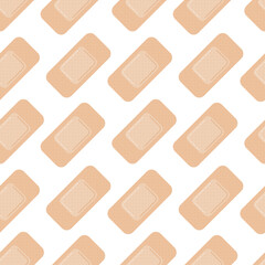 Seamless vector pattern with patches. Beige plasters on a white background. 