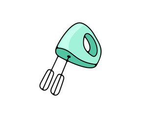 Electric mixer mixing cream, kitchen blender and household electric appliance, logo design. Food processor, kitchen gadget and kitchen appliances, vector design and illustration